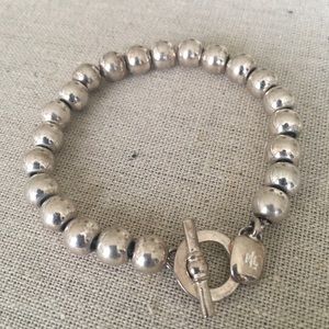 Classic silver bead tennis bracelet